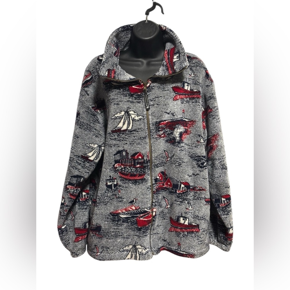 Vintage Northern Lifestyles Nautical Print Jacket - Red and Navy
